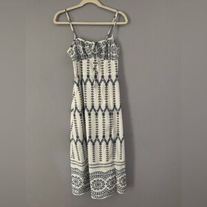 Blue and White Patterned Maxi Dress